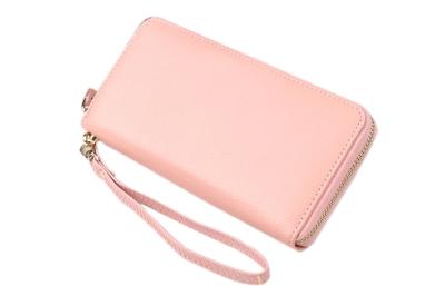 China Large Size Pink Korean Hand Caught Stylish Wallets with Hand Strap for sale