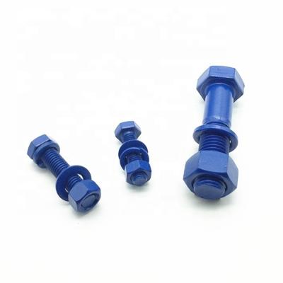 China Health Care DIN 10.9 ANSI ISO Standard Bolt Carbon Steel Blue PTFE Coating Threaded Stud Bolt And Nut for sale