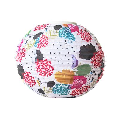China Custom Waterproof Round Pattern Solar Lantern Printing Decoration Europe Nicro Garden Auto Switch Outdoor Hanging Nylon Solar Lantern for sale