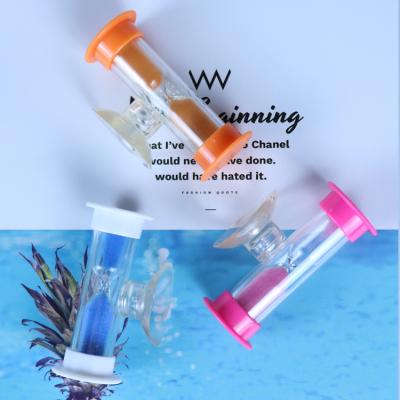 China Transient Custom Home Decoration Factory New Product Mini Sand Timer 1-3 Minutes Sand Timer Suction Cup Plastic Hourglass for sale