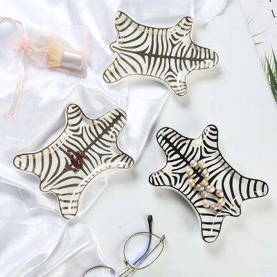 China Small Jewelry Disply Tiger Shape Ceramic Plate Dish Jewelry Tray Rings Bracelets Earrings Holder for sale