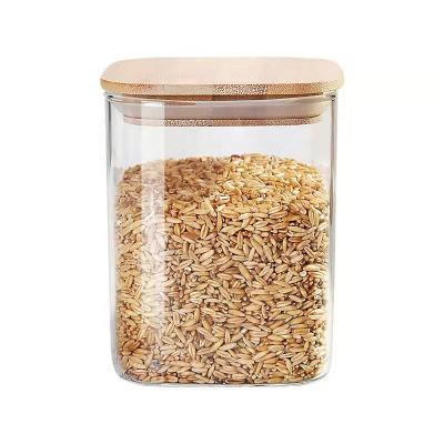 China Hot Selling Various Specifications Stored Fit Glass Food Storage Jar With Bamboo Lid for sale