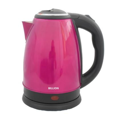 China Cherry Color Stainless Steel Electric Kettle 360 Degree Rotation Wide Base Caliber Water Kettle 2.0L for sale
