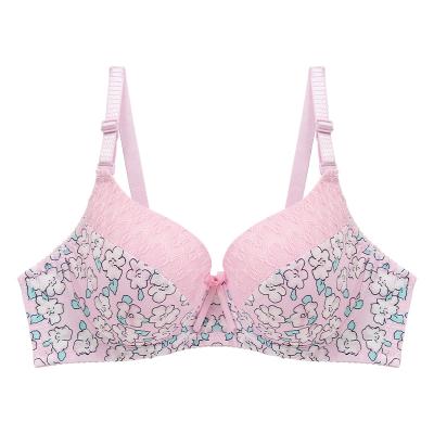 China Women Full Cup Bra Women Sex Floral Print Breathable Steel Ladies Ring Bra Big Cup Size Wholesalers for sale