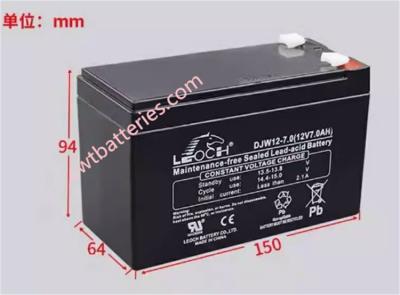 China Black LEOCH DJW12-7.0 UPS Batteries AGM Sealed Lead Acid 12V 7AH for sale