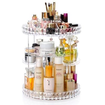 China Large 360 Rotating Durable Clear Transparent Cosmetic Storage Box Makeup Organizer 360 Degree Rotation for sale