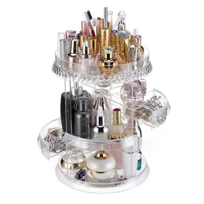 China Durable 360 Degree Rotating Led Makeup Organizer Storage Box for sale