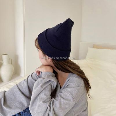 China 2022 new fashion wool hat solid color knitted outdoor warm hat autumn and winter hat for sale