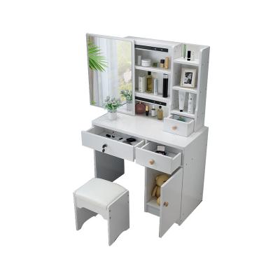 China White Painted Nordic Style Mirror Dresser Table Corner Dressing Table Wooden High Quality Mirror Dresser for sale