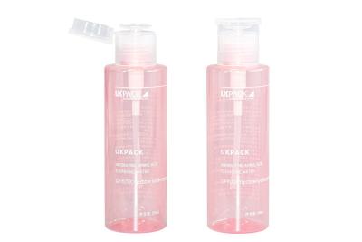 China 200ml PET Nail Polish Remover Pump Bottle Custom Logo pink color bottle for sale