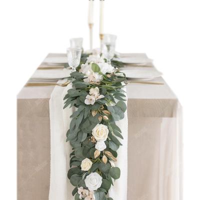 China Flower Runner Customized 2.5m Long Decorative Flower Garlands Tabletop Flower Runner for sale