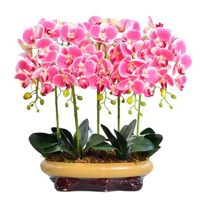 China Pu Centerpiece Decorations Phalaenopsis orchid artificial potted flowers for Wedding decorate for sale