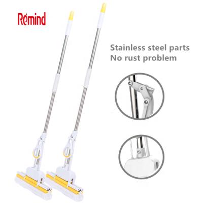 China Double Folding Viable Telescopic Compression Grip Sponge Main Broom Rollers Refill Head PVA Cleaning Sponge Mop for sale