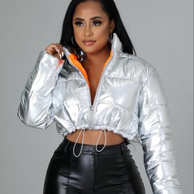 China Anti-Wrinkle 2021S-5XL Women's Short Long Sleeve Roll Face Warm Stand Collar Down Lady Cotton Plus Size Zipper Coat Puff Jacket Casual Women for sale