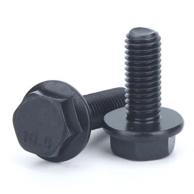 China Blackened Steel Grade 10.9 Hexagon Flange Bolt Toothless External Hex Flange Screw for sale
