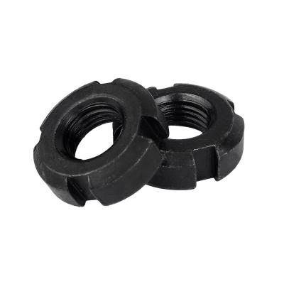 China Heavy Industry Grade Carbon Steel Round Nut 10.9 Slotted Locking Nut Clamping Locknut Four Slot Screw Cap for sale
