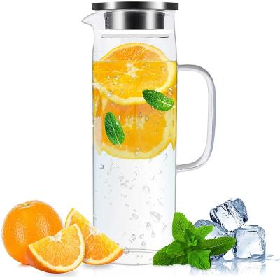 China Amazon Hot Sale Viable Wholesale Customized High Borosilicate Hot And Cold Water Kettle Juice Drinking Water Glass Pitcher for sale