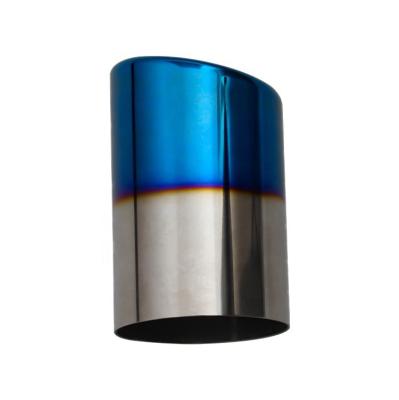 China Increase Horsepower And Speed Universal 4 Inch Weld Tip 304 Titanium Blue Burned Exhaust Muffler 2.5 Inlet Exhaust Tip for sale