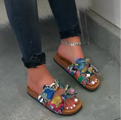 China CUSTOMER REVIEWS (0) 2021 Wholesale Women Slide Sandal Woman Slippers Ladies Shoes Big Bow Warm Flat Sandal INS CUSHIONING for sale