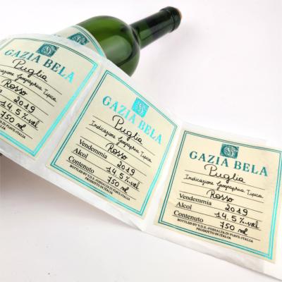 China Rótulo de vinho personalizado de textura premium Rótulos de embalagem de garrafas de vinho Rótulos de embalagem de garrafas de vinho à venda