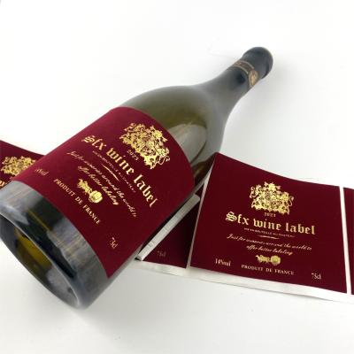 China Logotipo personalizado para garrafas, adesivos em papel, em relevo, de metal, alumínio, etiquetas de vinho tinto para garrafas à venda