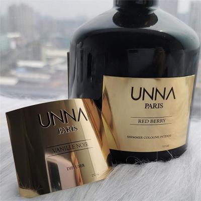 China Luxury Personalized Self Adhesive logo Sticker 3d Embossed Metal Aluminum Labels for Perfume Bottles for sale