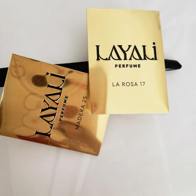 China Custom High-end Metal Aluminum Perfume Packing Embossing Gold Roll Stickers for sale
