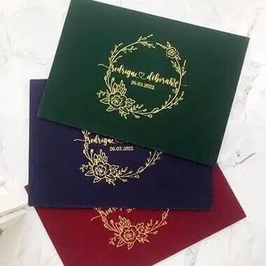China Envelopes de veludo vermelho de luxo Papel e envelopes de casamento personalizados à venda