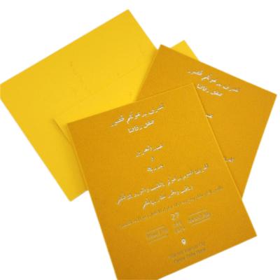 China Cartão de estampagem de papel de prata em tamanho personalizado material de veludo acabamento brilhante para cartão de agradecimento à venda