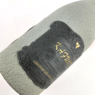 China Texturas de lujo Vinos rojos privados pegatinas impermeables Botellas de vino Etiquetas pegatinas de cuero en venta