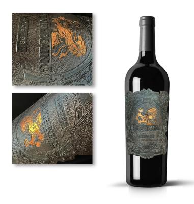 China Etiqueta de etiqueta de vino impermeable de cuero personalizado para vino tinto en venta