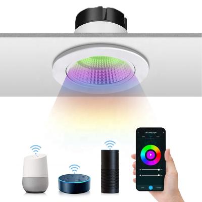 China Modern smart wifi downlight RGB Rotated and Adjusted COB LED Spotlight 12W Smart Home Tuya WiFi Dimmable Round Indoor Lights for sale