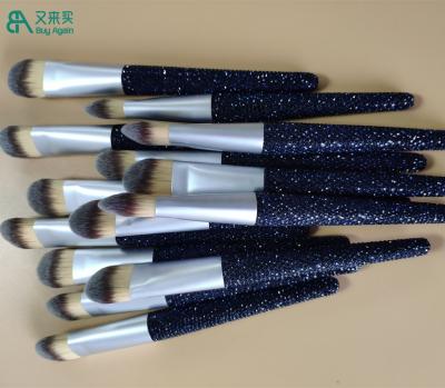 China Flawless Finish Foundation Brush Buy Again Large Flawless Finish Foundation Brush Diamond Handle Flat Surface Glitter Navy Makeup for sale