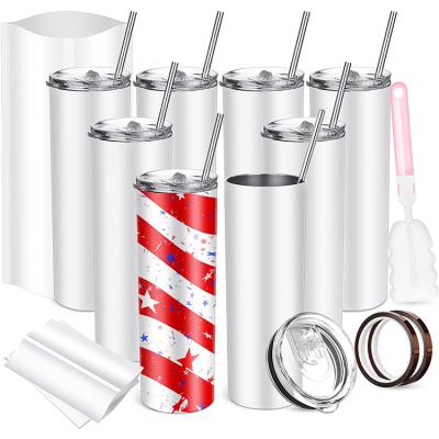 China Sustainable USA Warehouse In Stock 20oz Double Walled Insulated White Stainless Steel Coffee Mug Sublimation Blanks Skinny Tumbler Straight for sale