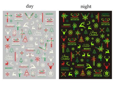 China Eco-friendly Material Color-changing nail stickers for christmas diy nail art decoration glow-in-the-dark nail sticker art for sale