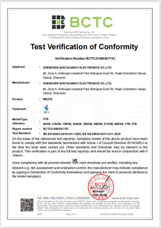 UKCA - Shenzhen Shichuangyi Electronics Co., Ltd.