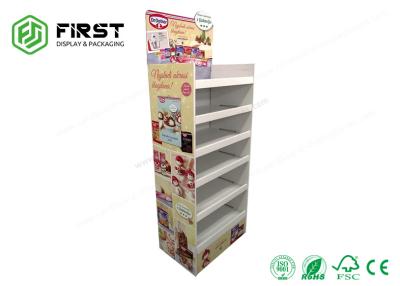 China Estante de exhibición reciclable de encargo de impresión a todo color de piso de la cartulina para las patatas fritas en venta