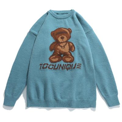 China Hong Kong Style Men's Jacquard Bear Sweater Autumn And Winter New Fashion Brand Viable Couple Pullover Sweater for sale