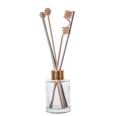China Embossed Decals Empty Air Aroma Oil Bottle Clear Tubular Aromatherapy 80ml Diffuser Bottles Office Use for sale