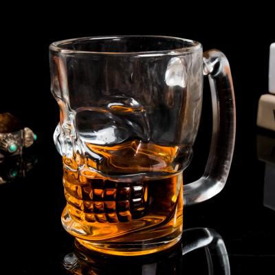 China Unique Viable Skull Mug Skull Wine Beer Water Drinking Glass Glass Mug for sale