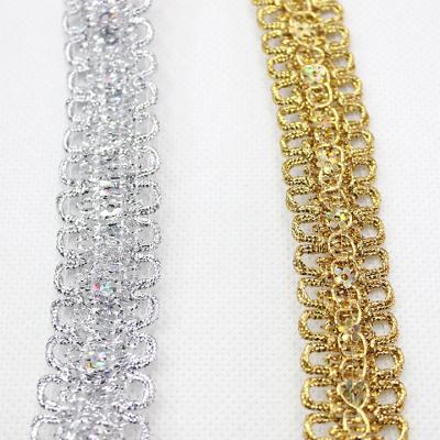 China 2cm Width Decorative Gold Lace Trim Luxury Hot Selling Metallic Braid Trim for sale