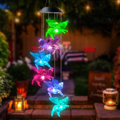 China Lovely Elephant Solar Power Wind Bell Hanging Light Gift Best Quality Eco-friendly From Heart for sale