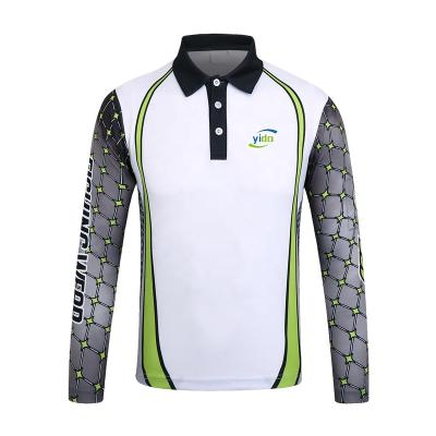 China Polo Shirt Anti-UV Quick Dry Collar Long Sleeve Button Collar Fishing Printed Shirt Sun Protection Clothing Fishing Wear for sale