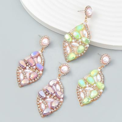 China La BOHÊME 2022 Crystal Zircon Water Drop Earrings Pink For Women Jewelry Wholesale for sale