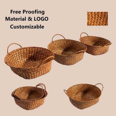 Chine HBK Sustainable Three Piece Set Circular Rattan Fruit And Egg Storage Basket For Natural Rattan à vendre