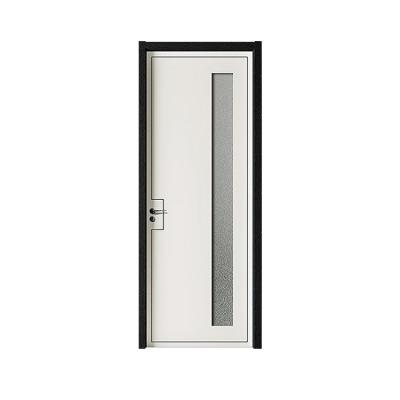China Waterproof PVC Wooden Glass White Wood Room Interior Door Fire Protection WPC Interior Swing Door Bathroom for sale