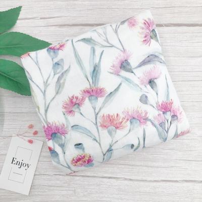 China High Quality Anti-static Floral Gauze Baby Fabric White Muslin Digitally Printed Cotton Muslin Fabric No Moq For Clothing for sale