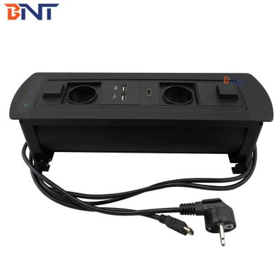 China 3Mm Panel Thickness electric Black Desk Pop Up Multimedia Socket for sale