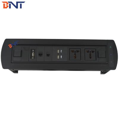 China Aluminum Alloy Black Desk Pop Up Media Outlet For Conference Meeting Room for sale