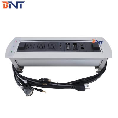 China Meeting Room Touch Press Switch Flash Silver Desk Flip Up Media Outlet for sale